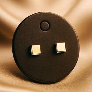 Gold Square Stud Earrings – Minimalist Geometric Women’ Everyday Fashion Jewelry